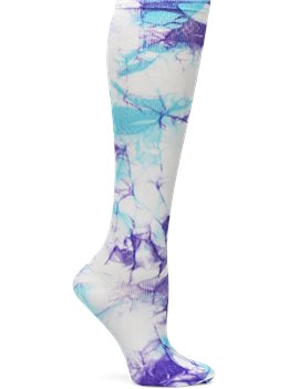 Turquoise and Purple Tie Dye Nurse Mates Compression Socks
